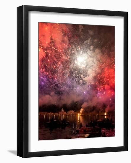 The Amazing Fireworks Display During the Night of Redentore Celebration in the Basin of St. Mark, V-Carlo Morucchio-Framed Photographic Print