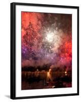 The Amazing Fireworks Display During the Night of Redentore Celebration in the Basin of St. Mark, V-Carlo Morucchio-Framed Photographic Print