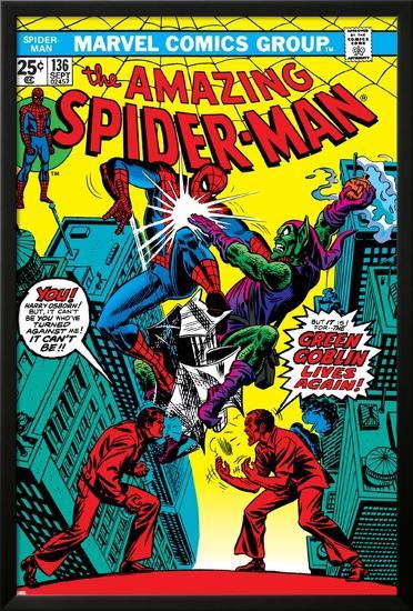 The Amazing Spider-Man No.136 Cover: Spider-Man and Green Goblin-Ross Andru-Lamina Framed Poster
