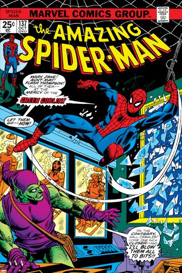 The Amazing Spider-Man No.137 Cover: Spider-Man and Green Goblin-Ross Andru-Lamina Framed Poster