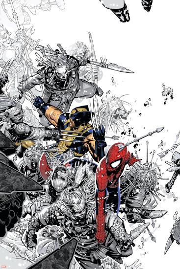 The Amazing Spider-Man No.555 Cover: Spider-Man and Wolverine-Chris Bachalo-Lamina Framed Poster