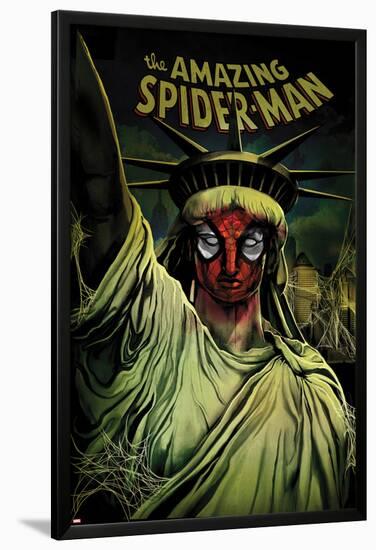 The Amazing Spider-Man No.666 Cover: Spider-Man Painted on the Statue of Liberty-Mike Del Mundo-Lamina Framed Poster