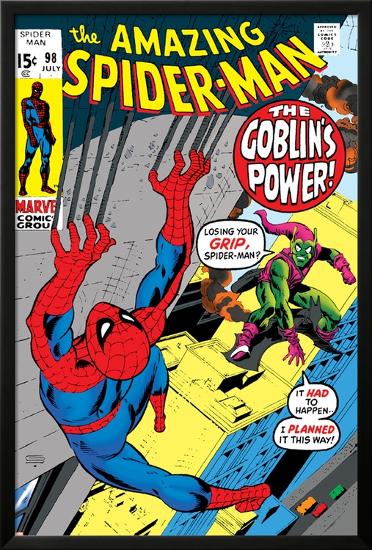 The Amazing Spider-Man No.98 Cover: Green Goblin and Spider-Man Fighting-Gil Kane-Lamina Framed Poster