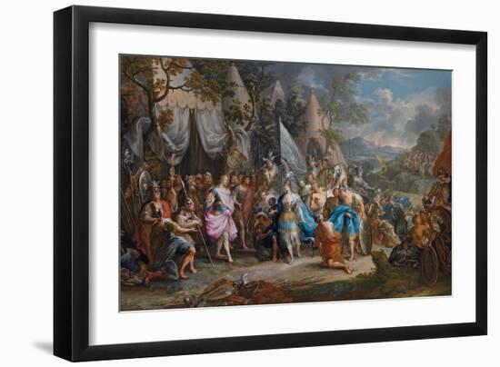 The Amazon Queen, Thalestris, in the Camp of Alexander the Great-Johann Georg Platzer-Framed Giclee Print