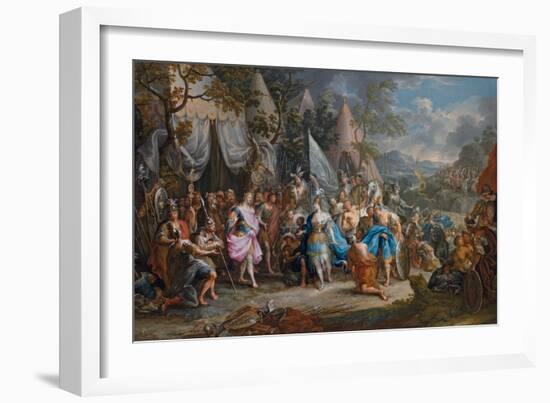 The Amazon Queen, Thalestris, in the Camp of Alexander the Great-Johann Georg Platzer-Framed Giclee Print