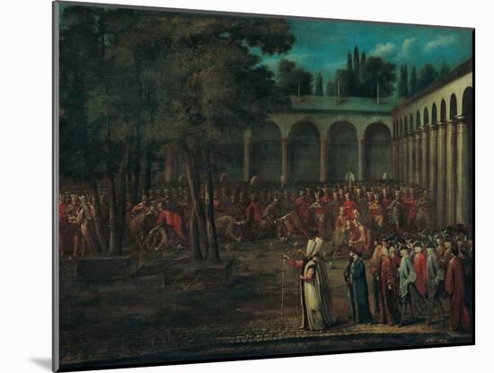 The Ambassadorial Delegation Passing Through the Second Courtyard of the Topkapi Palace, 1720s-Jean-Baptiste Vanmour-Mounted Giclee Print