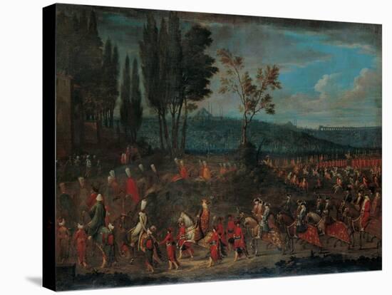 The Ambassadorial Procession, 1720s-Jean-Baptiste Vanmour-Stretched Canvas