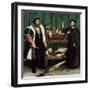 The Ambassadors "With Anamorphosis In the Lower Part of the Painting" 1533, Germany School-Hans Holbein the Younger-Framed Giclee Print