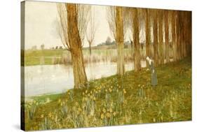 The Amber Vale, a Host of Golden Daffodils-John George Sowerby-Stretched Canvas