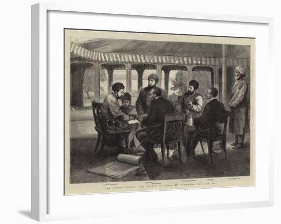 The Ameer Signing the Treaty of Peace at Gandamak, 26 May 1879-null-Framed Giclee Print