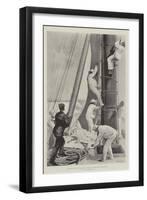 The America Cup, Aboard the Columbia, Hoisting the Club-Topsail-T. Dart Walker-Framed Giclee Print