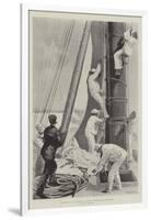 The America Cup, Aboard the Columbia, Hoisting the Club-Topsail-T. Dart Walker-Framed Giclee Print