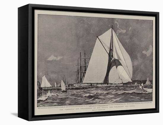 The America Cup Challenger on Her Trials, the Shamrock Off Cowes-Charles Edward Dixon-Framed Stretched Canvas