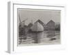 The America Cup Defender, Constitution, the Bows of the Vessel and the Shop Where She Was Built-null-Framed Giclee Print