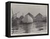 The America Cup Defender, Constitution, the Bows of the Vessel and the Shop Where She Was Built-null-Framed Stretched Canvas