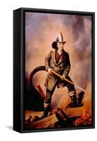 The American Fireman: Facing the Enemy, 1858-Currier & Ives-Framed Stretched Canvas