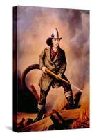 The American Fireman: Facing the Enemy, 1858-Currier & Ives-Stretched Canvas