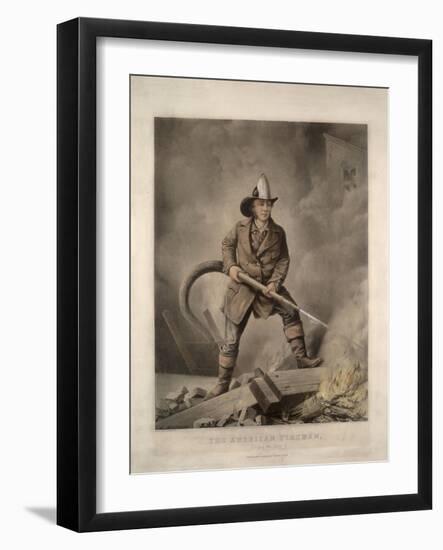 The American Fireman: Facing the Enemy-Currier & Ives-Framed Giclee Print