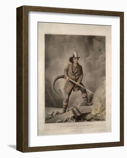 The American Fireman: Facing the Enemy-Currier & Ives-Framed Premium Giclee Print