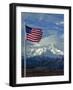 The American Flag waves at Mt. McKinley, North America.-Jerry Ginsberg-Framed Photographic Print