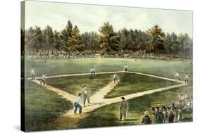 The American National Game of Baseball - Grand Match at Elysian Fields, Hoboken, Nj, 1866-Currier & Ives-Stretched Canvas