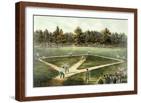 The American National Game of Baseball - Grand Match at Elysian Fields, Hoboken, Nj, 1866-Currier & Ives-Framed Giclee Print