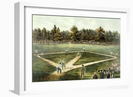 The American National Game of Baseball - Grand Match at Elysian Fields, Hoboken, Nj, 1866-Currier & Ives-Framed Giclee Print