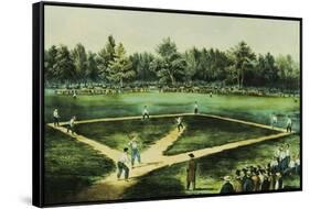 The American National Game of Baseball-Currier & Ives-Framed Stretched Canvas