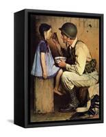 The American Way (or Soldier Feeding Girl)-Norman Rockwell-Framed Stretched Canvas