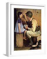 The American Way (or Soldier Feeding Girl)-Norman Rockwell-Framed Giclee Print