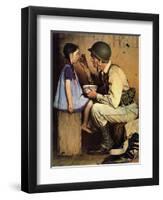 The American Way (or Soldier Feeding Girl)-Norman Rockwell-Framed Giclee Print