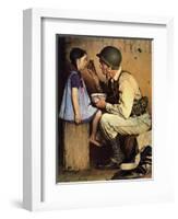 The American Way (or Soldier Feeding Girl)-Norman Rockwell-Framed Giclee Print