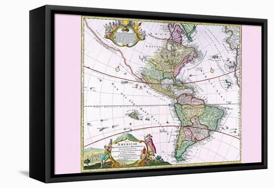 The Americas - the Western Hemisphere-Heirs Homanns-Framed Stretched Canvas