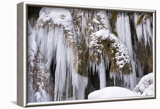 The Ammer and the Schleierfalle in Winter with Ice and Snow in the Allgau-Wolfgang Filser-Framed Photographic Print