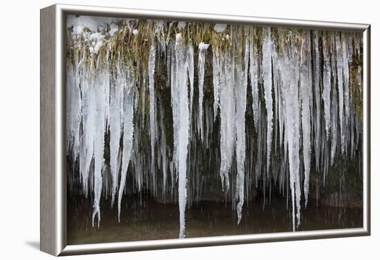 The Ammer and the Schleierfalle in Winter with Ice and Snow in the Allgau-Wolfgang Filser-Framed Photographic Print