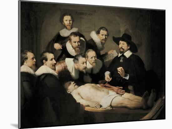 The Anatomy Lecture of Dr-Rembrandt van Rijn-Mounted Art Print