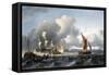 The Anchorage of the Merchant Navy off the Island of Texel (Holland). Oil on Canvas by Ludolf Bakhu-null-Framed Stretched Canvas