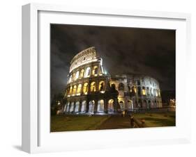 The Ancient Colosseum is Lit up for the Occasion of the Day for the Abolition of the Death Penalty-null-Framed Premium Photographic Print