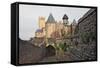 The Ancient Fortified City of Carcassone-David Lomax-Framed Stretched Canvas