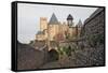 The Ancient Fortified City of Carcassone-David Lomax-Framed Stretched Canvas