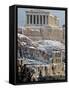 The Ancient Parthenon and Herod Atticus Theater on the Acropolis Hill-null-Framed Stretched Canvas