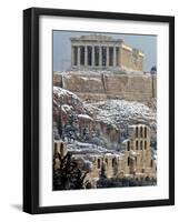 The Ancient Parthenon and Herod Atticus Theater on the Acropolis Hill-null-Framed Photographic Print