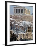 The Ancient Parthenon and Herod Atticus Theater on the Acropolis Hill-null-Framed Photographic Print