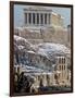 The Ancient Parthenon and Herod Atticus Theater on the Acropolis Hill-null-Framed Photographic Print