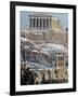 The Ancient Parthenon and Herod Atticus Theater on the Acropolis Hill-null-Framed Photographic Print