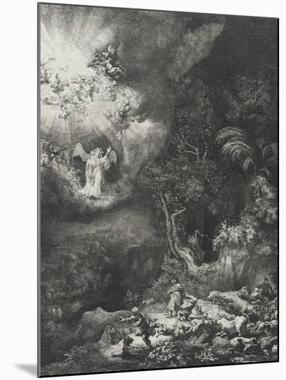 The Angel Appearing to the Shepherds, 1634-Rembrandt Harmensz. van Rijn-Mounted Giclee Print