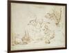 The Angel Appears to Hagar and Ishmael in the Wilderness (Pen and Brown Ink with Bodycolour on Pape-Rembrandt van Rijn-Framed Giclee Print