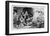The Angel Departing the Family of Tobias, 1641 (Etching)-Rembrandt van Rijn-Framed Giclee Print