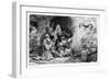 The Angel Departing the Family of Tobias, 1641 (Etching)-Rembrandt van Rijn-Framed Giclee Print