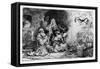 The Angel Departing the Family of Tobias, 1641 (Etching)-Rembrandt van Rijn-Framed Stretched Canvas